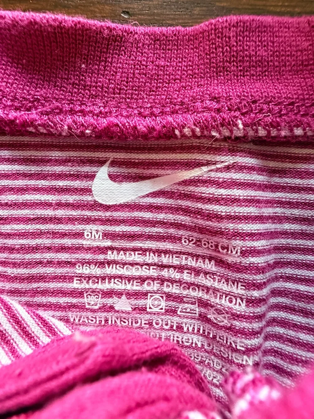 NIKE- Set of 2 Baby Girls Pajamas Sleepers Striped Pink White Size 6 months